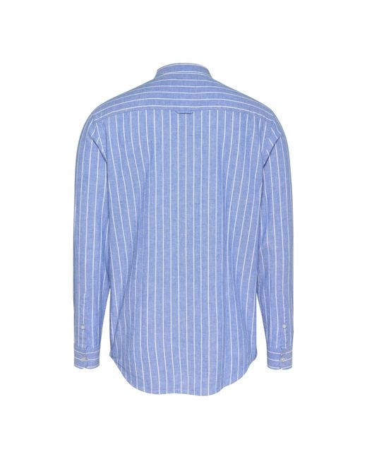 Tommy Hilfiger Blue Tj Linen Long-Sleeve Patterned Shirt for men