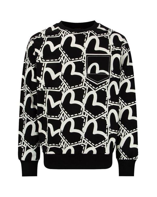Evisu Black Allover Seagull Pocket Graphic Print Sweatshirt for men