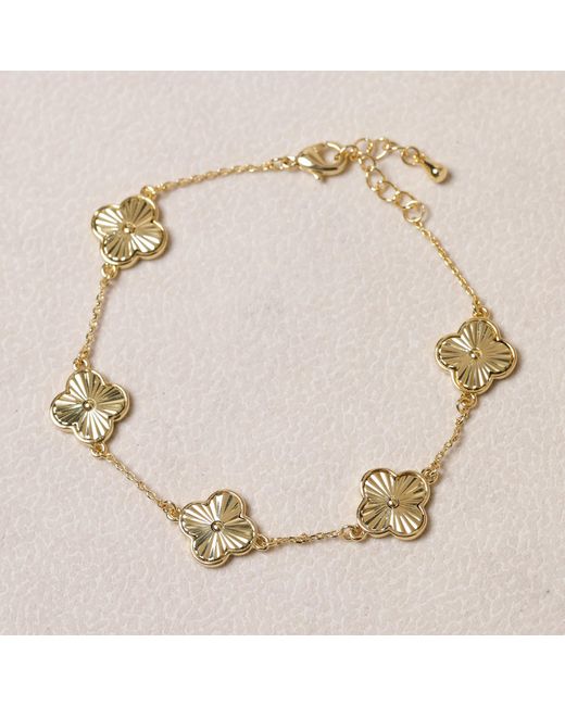 Jon Richard Metallic 14K Plated Diamond Cut Clover Bracelet