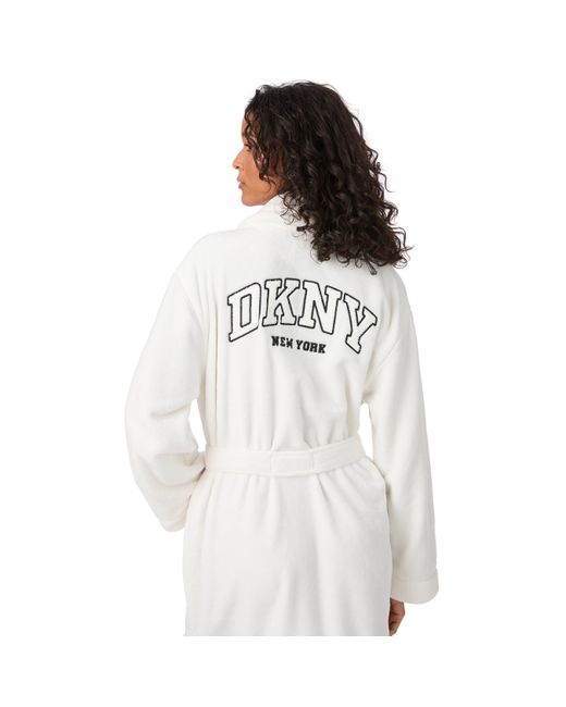 DKNY White Plush Relaxed Fit Dressing Gown