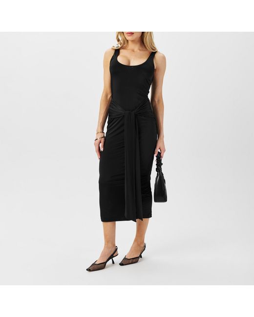 GOOD AMERICAN Black Slinky Midi Dress