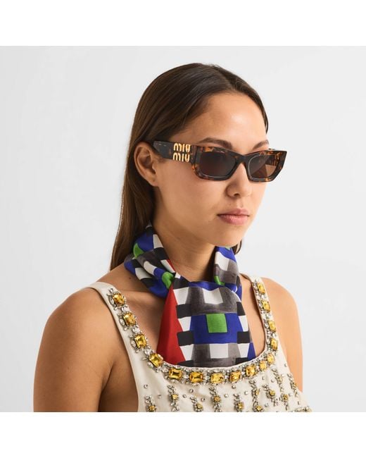 Miu Miu Brown 0Mu 09Ws Rectangle Sunglasses