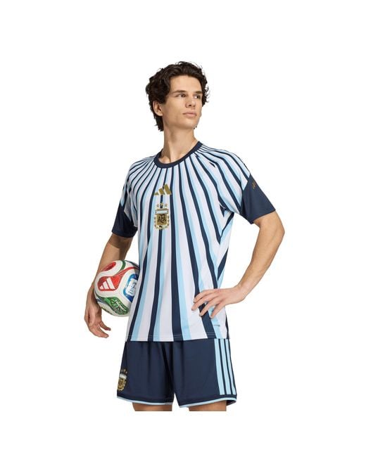 Adidas Blue Argentina 2026 Pre-Match Short-Sleeve T-Shirt for men