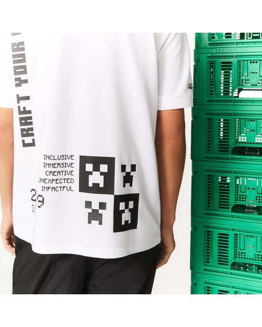Lacoste White Live X Minecraft Polo Shirt for men