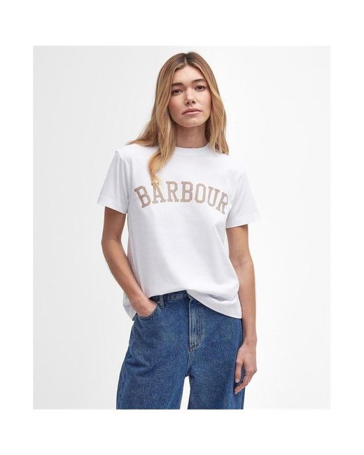Barbour White Ella Logo T-shirt
