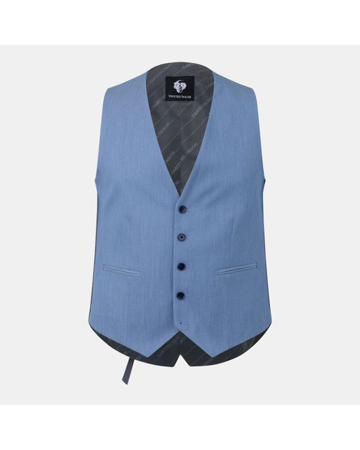 Twisted Tailor Blue Ellroy Slim Waistcoat for men