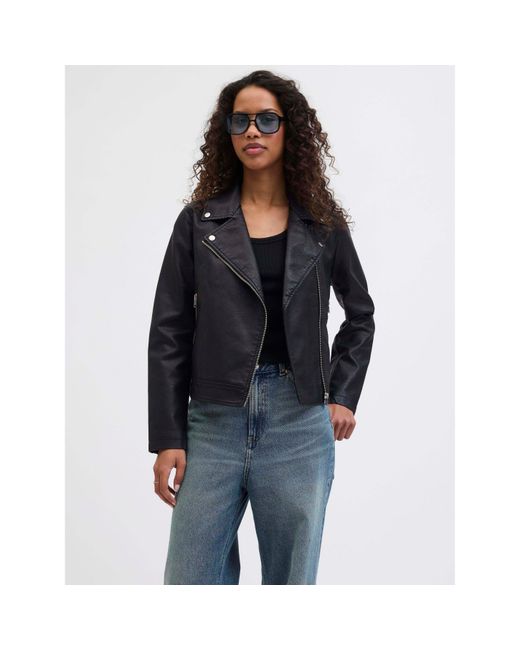 JJXX Black Faux Leather Biker Jacket Ladies