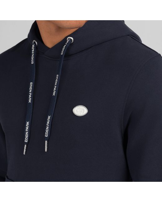 Eden Park Blue Plain Hooded Sweatshirt for men