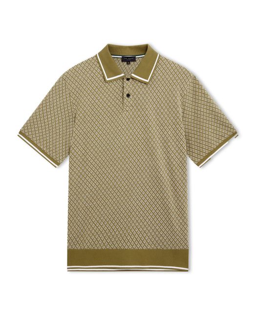 Ted Baker Green Ss Geo Polo for men