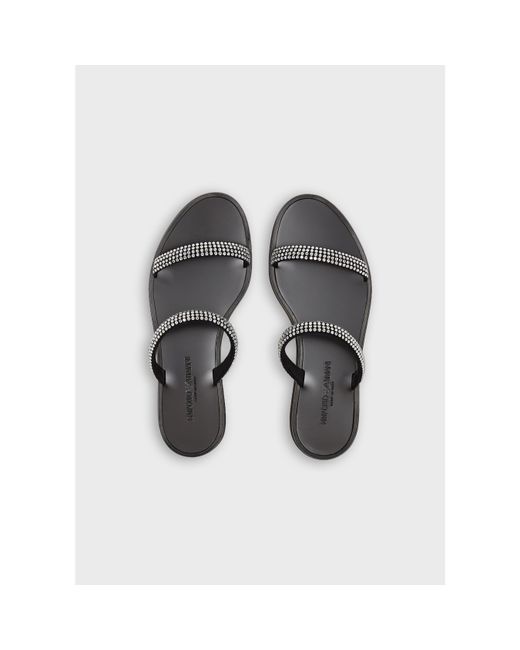 Emporio Armani White 2-Strap Flat Sandals