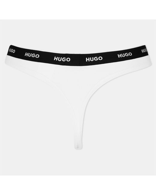 HUGO Black Stretch Cotton Thong