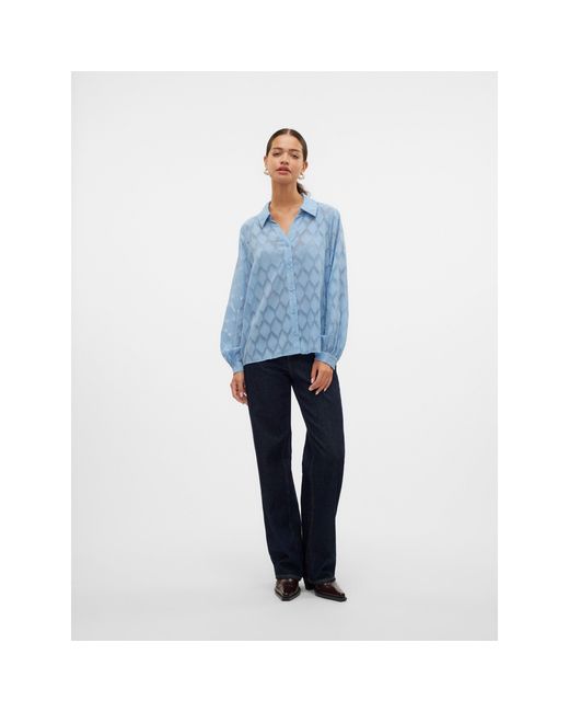 Vero Moda Blue Mayla Long-Sleeve Blouse