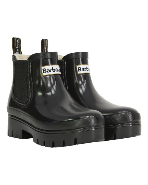 Barbour Black Halton Faux Fur Wellies