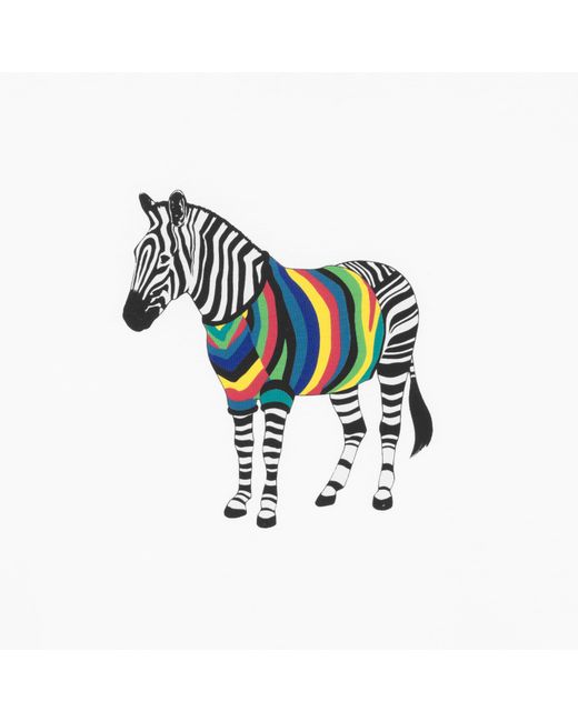 Paul Smith White Regular Fit Zebra Print T-Shirt for men