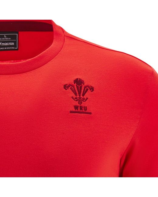 MACRON Red Wales T-Shirt 2025 Adults for men