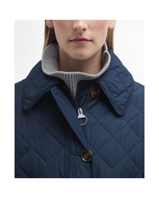 Barbour Blue Cassandra Diamond Quilted Mid-Length Quilted Jacket