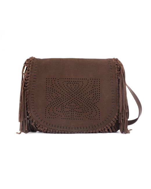 Biba Brown Suede Fringe Shoulder Bag