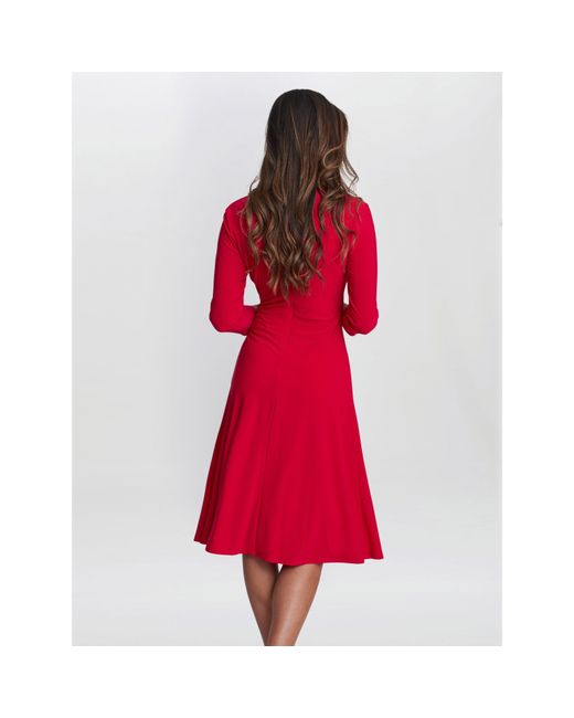 Gina Bacconi Red Antonia Jersey Wrap Dress