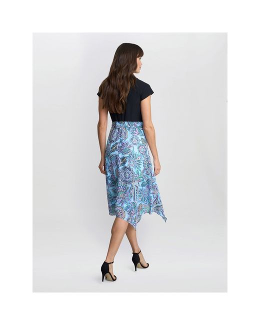 Gina Bacconi Blue Charlotte Handkerchief Skirt Dress