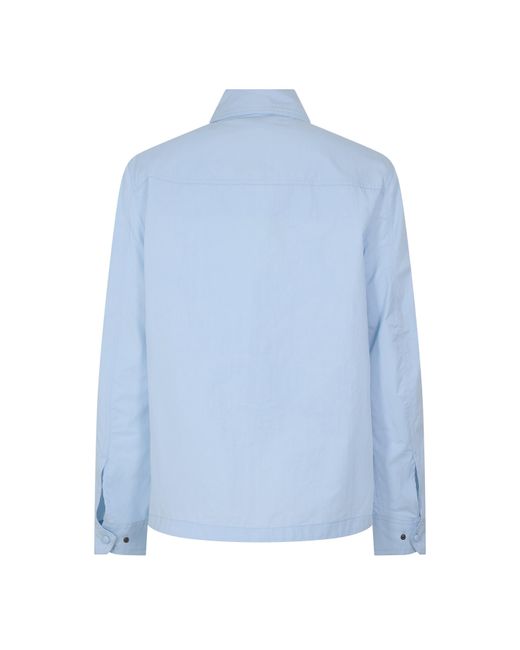Belstaff Blue Stride Zip Collar Long Sleeve Overshirt for men