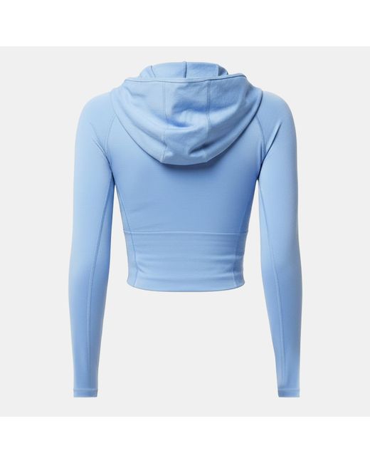 Usa Pro Blue Seamless Definition Cropped Long Sleeve Performance Training Jacket