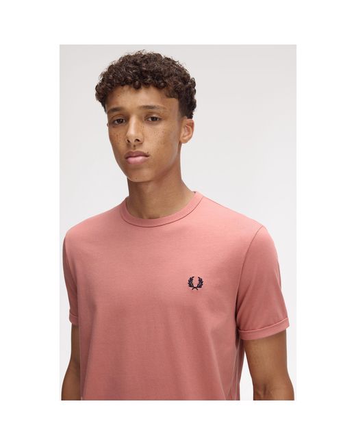 Fred Perry Red Ringer T-Shirt for men
