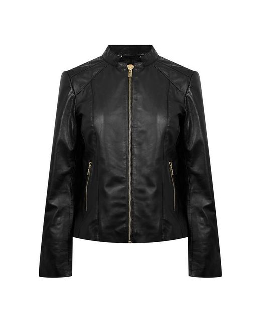 Biba Black Neru Collar Leather Jacket
