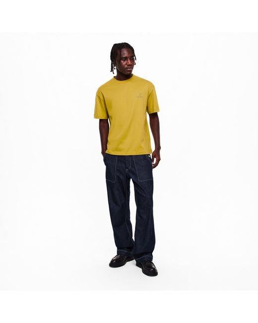 C P Company Yellow Double Logo Tee for men