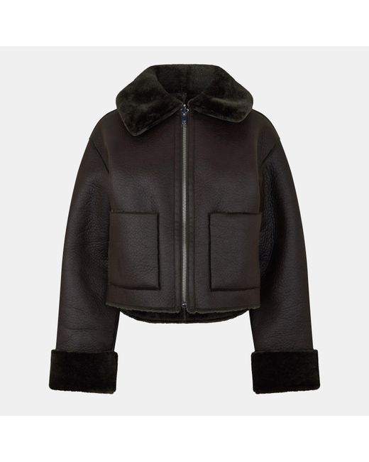 Jack Wills Black Reverse Structured Shearling Jacket