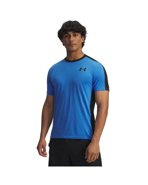 Under Armour Blue Hg Wordmark Short-Sleeve Performance Gym Top for men