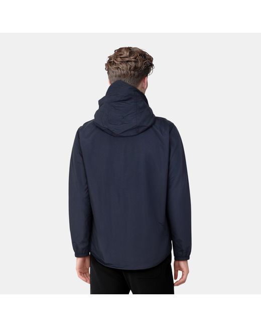 Lyle & Scott Blue Zip Through Cotton Wind Resistant Long Sleeve Hooded Rain Anorak for men