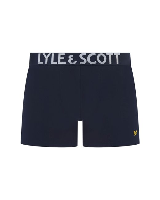 Lyle & Scott Blue Daniel Cotton Mid-Rise Boxer 3 Pack for men