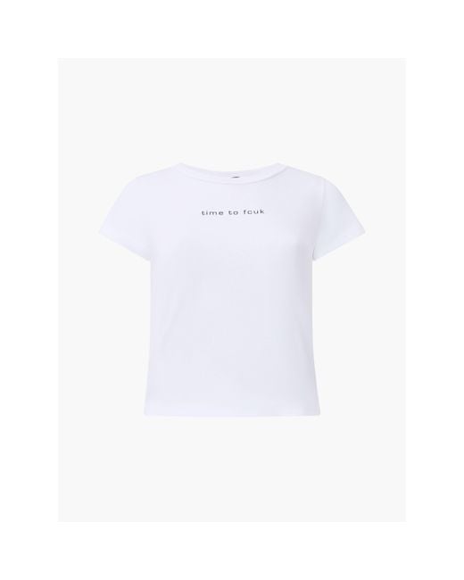 French Connection White Slogan T Shirt