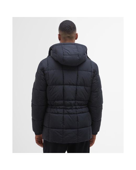 Barbour Blue Gillside Quilted Hooded Short Puffer Jacket for men