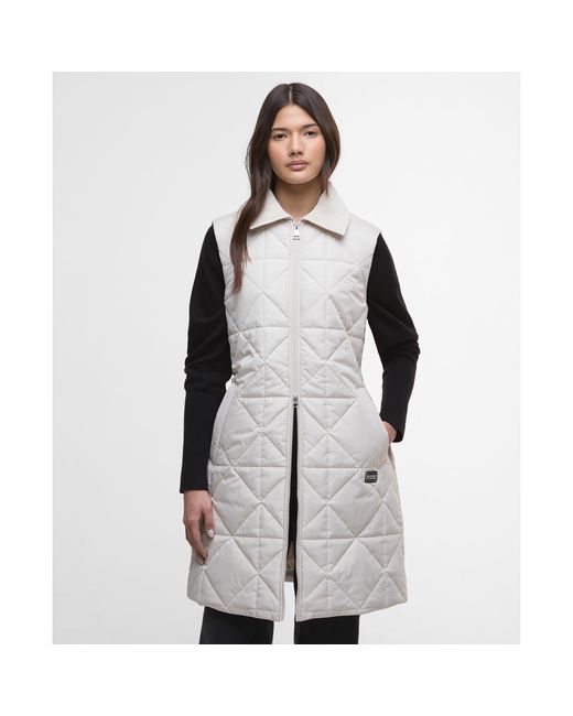 Barbour White Reno Quilted Faux-Velvet Collar Gilet