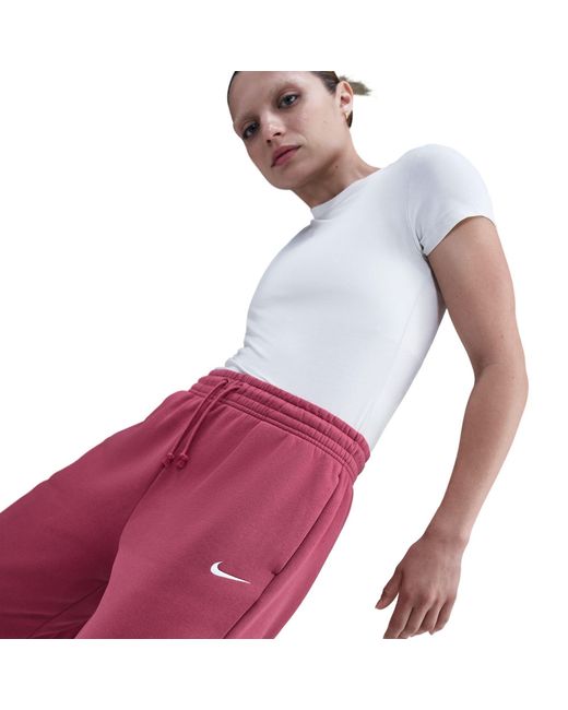 Nike Red Sportswear Phoenix Fleece Mid-Rise Sweatpants