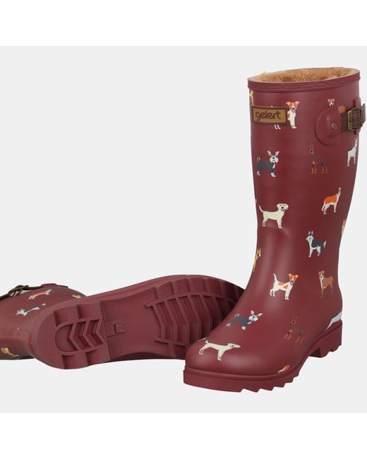 Gelert Red Fur Lined Welly Boot
