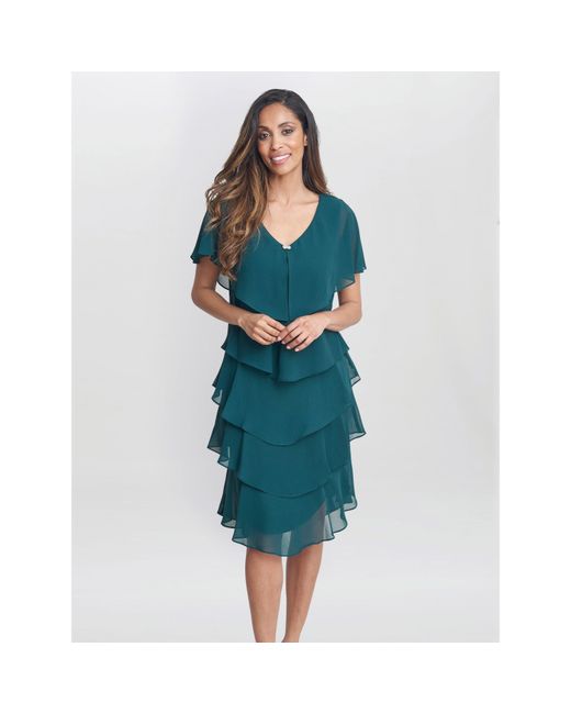 Gina Bacconi Blue Bella Georgette Tiered Dress