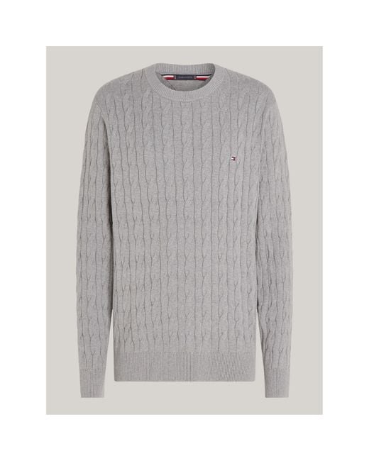Tommy Hilfiger Gray Classic Cotton Cable Crew Neck for men