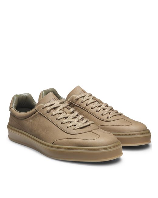 Boss Brown Zarek Double Breasted Leather Lace Up Low-Top Trainers for men