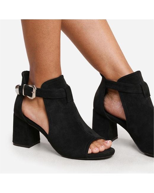 Where's That From Black Wheres Open Toe Block Heels Ladies