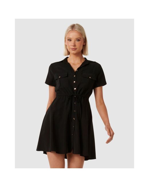 Forever New Black Avana Skater Shirt Dress