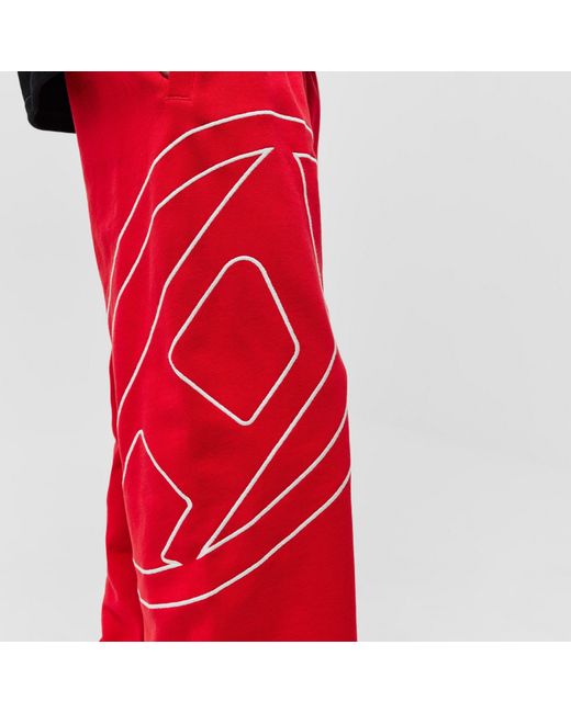 DIESEL Red Large Logo Jogging Bottoms for men