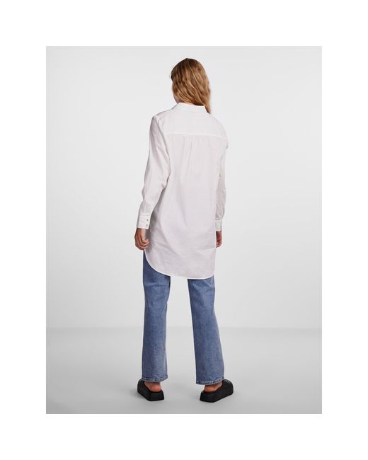 Pieces White Noma Long-Sleeve Plain Shirt