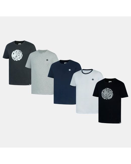 Pretty Green Blue 5-Pack Cotton Crew Neck Short Sleeve T-Shirt for men