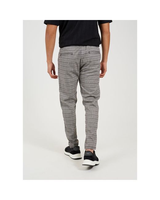 Brave Soul Gray Check Pants With Drawcord Waist for men