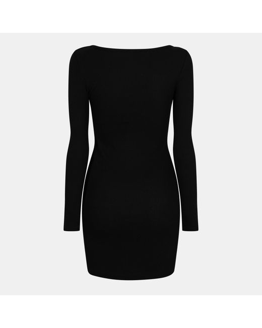 Guess Black Long Sleeve Rib Mini Dress