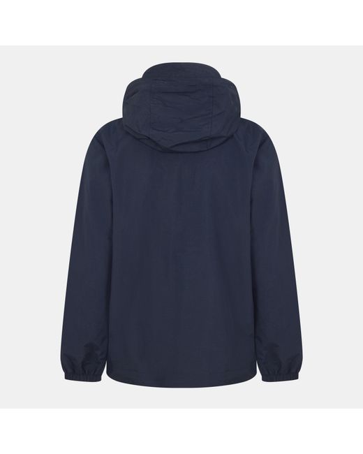 Lyle & Scott Blue Zip Through Cotton Wind Resistant Long Sleeve Hooded Rain Anorak for men