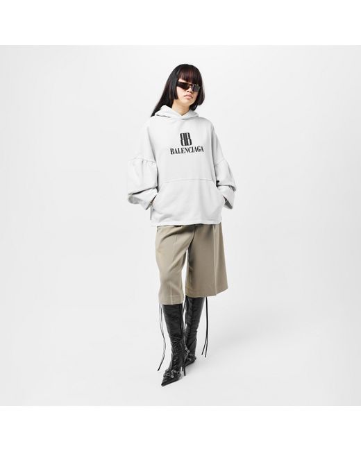 Balenciaga White Pull Over Relaxed Fit Hoodie