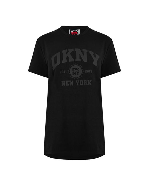 DKNY Black Oversized Varsity T-Shirt